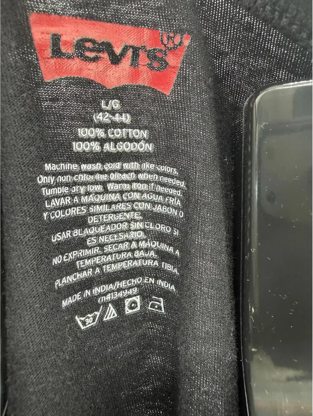 Levi's Classic Black Cotton T-Shirt Casual Streetwear Large‎